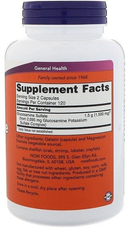 Capsules Glucosamine Sulfate, 750 mg - Now Foods Glucosamine Sulfate 750 mg — photo N3