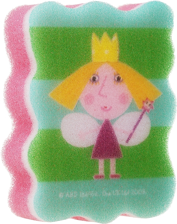 Kids Bath Sponge 'Ben and Holly', Holly with pink stick, green-pink - Suavipiel Ben & Holly Bath Sponge — photo N1