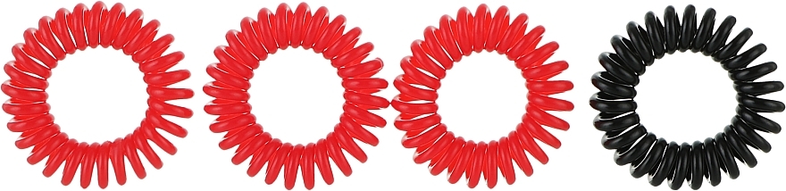 Elastic Hair Bands, red+black, 4 pcs - Hair Springs — photo N1