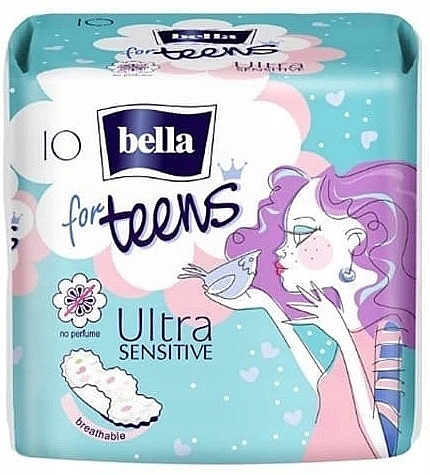 Teens Sanitary Pads Sensitive Extra Soft, 10 pcs - Bella — photo N1