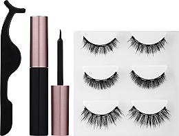 Fragrances, Perfumes, Cosmetics Lewer Eye Lashes Magnetic Mini (eyelashes/3p + tweezers/1pc + eyeliner/1pc)	 - Set