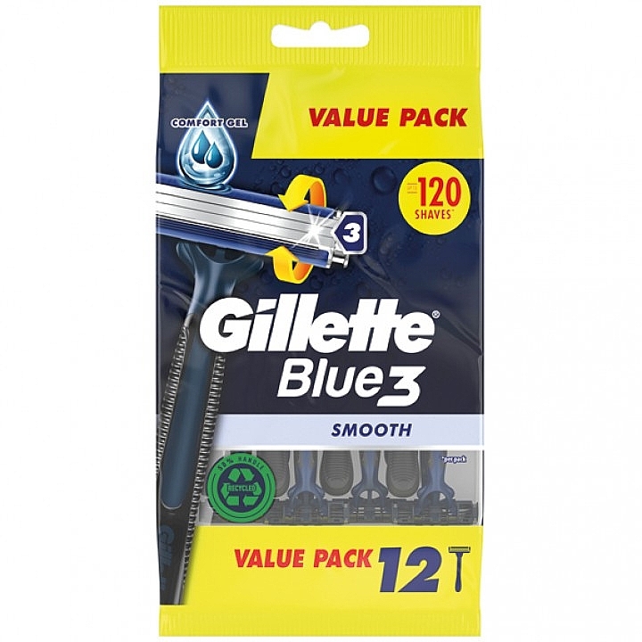 Disposable Razor Set, 12 pcs. - Gillette Blue 3 Disposable Razors — photo N1