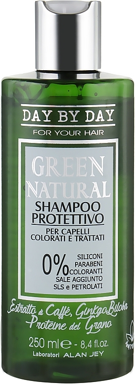 Color Protection Shampoo for Colored & Damaged Hair - Alan Jey Green Natural Shampoo Protettivo — photo N1
