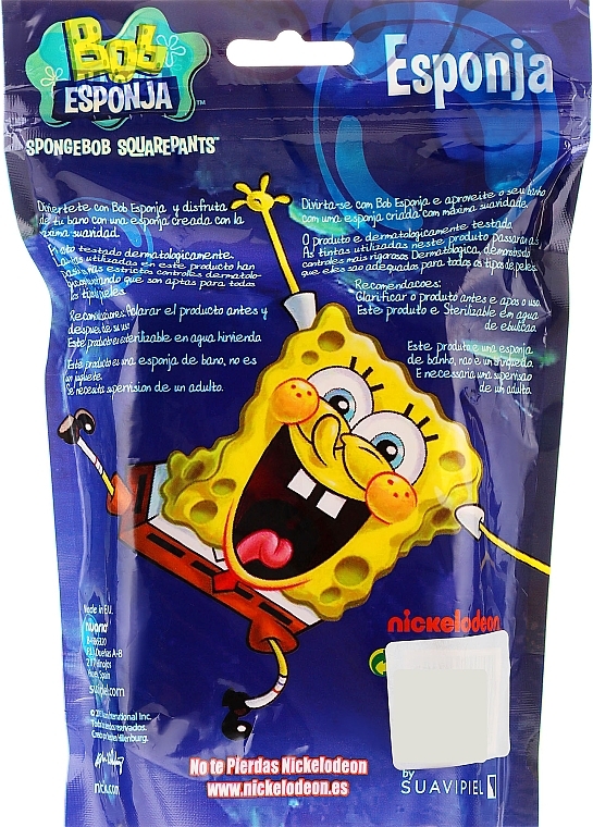 Bath Sponge "SpongeBob", blue-yellow - Suavipiel Sponge Bob Bath Sponge — photo N5