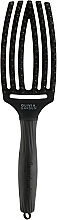 Hair Massage Brush with Boar Bristles, black - Olivia Garden Fingerbrush Combo Full Black Medium — photo N2