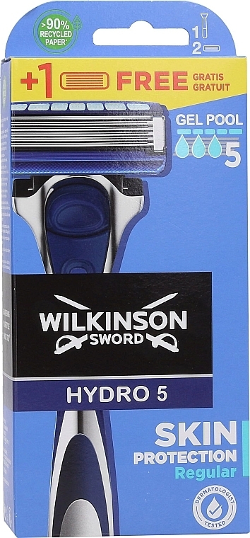 Razor with 2 Refill Blades - Wilkinson Sword Hydro 5 Skin Protection Regular — photo N1