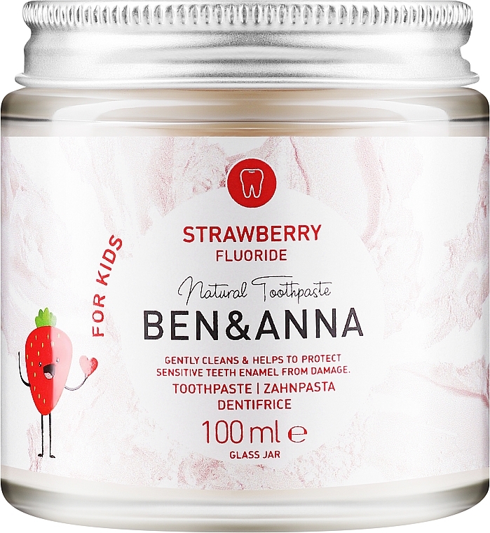 Kids Toothpaste "Strawberry" - Ben&Anna Strawberry Toothpaste Gently Cleanse Children's Teeth — photo N1