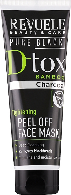 Bamboo Charcoal Peel-Off Mask - Revuele Pure Black Detox Peel Off Face Mask — photo N1
