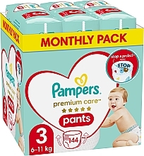 Nappy Pants, size 3 (6-11 kg), 144 pcs - Pampers Premium Care Pants — photo N1