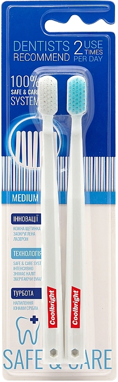 Toothbrush Set, 2 pcs - Coolbright Save & Care Medium — photo N1