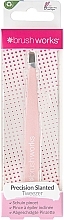 Slanted Tweezers, pink - Brushworks Precision Slanted Tweezers — photo N1