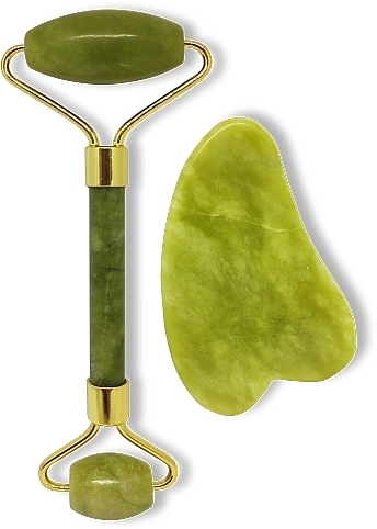 Massage Set "Jade Roller & Gua Sha Scraper" - Institut Claude Bell (roller + gouaches/craper) — photo N1