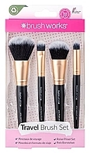 Makeup Brush Set, 8 pcs. + Cosmetic Bag - Brushworks Travel Makeup Brush Set — photo N1