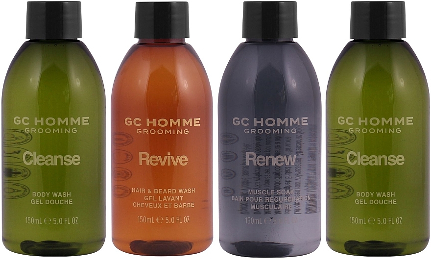 Set - Grace Cole GC Homme Grooming Bathing Line Up (b/wash/2x150ml + h/wash/150ml + muscle/soak/150ml) — photo N3