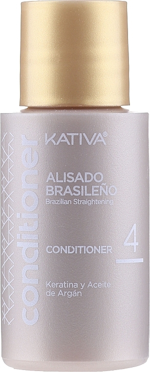 Keratin Hair Straightening Kit, for Brunettes - Kativa Alisado Brasileno Straightening Brunette (shm/15ml + mask/150ml + shm/30ml + cond/30ml + brush/1pcs + gloves/1pcs) — photo N3