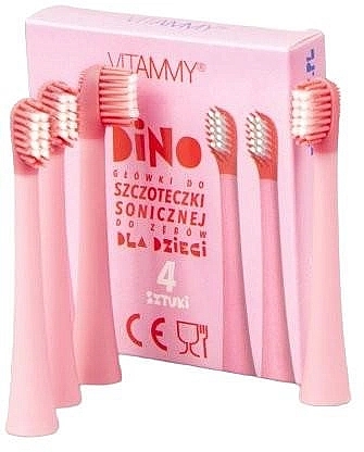 Electric Toothbrush Head, pink - Vitammy Little Dino — photo N1