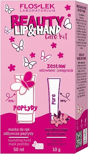 Nourishment & Care Set - Floslek Beauty Lip&Hand Care Kit (h/mask/50ml + lip/balm/10g) — photo N1