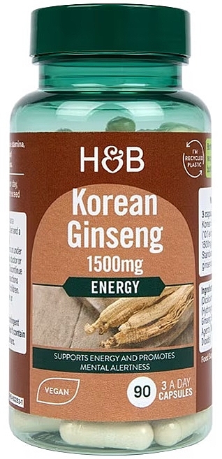 コリアン ジンセン サプリメント、1500mg - Holland & Barrett Korean Ginseng 1500 mg — photo N1