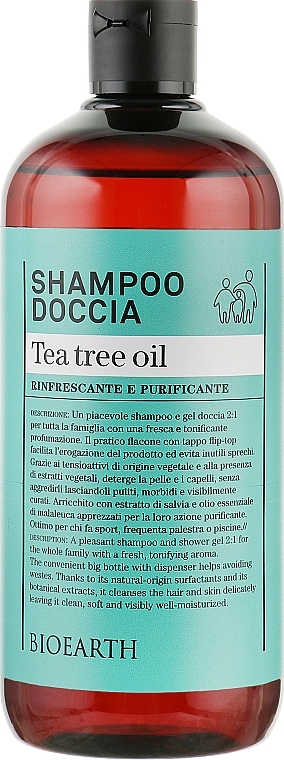 Tea Tree Shampoo & Shower Gel 2in1 - Bioearth Tea Tree Shampoo & Body Wash — photo N1