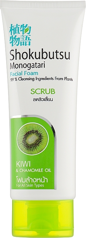 Facial Foam Scrub with Kiwi Extract - Shokubutsu Monogatari Scrub Kiwi & Chamomile Oil — photo N1