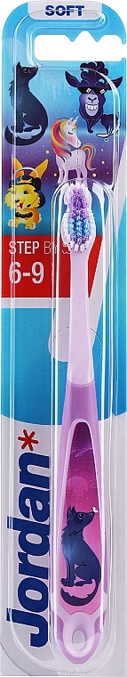 Step 3 (6-9) Kids Toothbrush, soft, purple, wolf - Jordan — photo N1