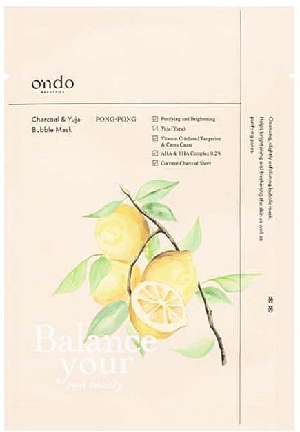 Cleansing Sheet Mask - Ondo Beauty 36.5 Charcoal & Yuja Bubble Mask — photo N1