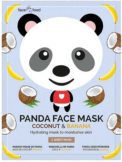 Facial Sheet Mask "Panda" with Banana & Coconut Extracts - 7th Heaven Face Food Panda Face Mask Coconut & Banana — photo N1