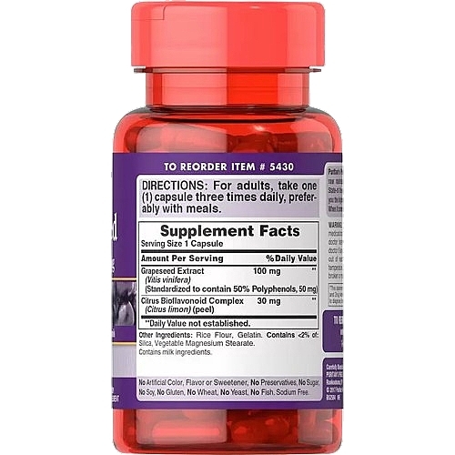 Grape Seed Extract Dietary Supplement, 100 mg - Puritan's Pride Grapeseed Extract — photo N2