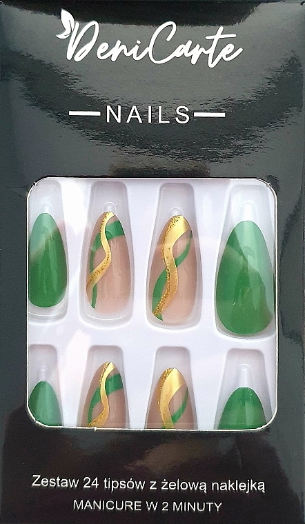 Almond Nail Tips, 24 pcs - Deni Card Nails 9973 — photo N1