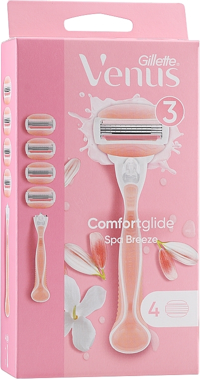 Shaving Razor with 4 Refill Cartridges - Gillette Venus Spa Breeze — photo N1