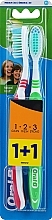 Toothbrush Set (medium, pink + green) - Oral-B 1 2 3 Natural Fresh 40 Medium 1 + 1 — photo N1