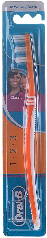 Toothbrush, 40 medium, orange - Oral-B 1 2 3 Classic 40 Medium — photo N1