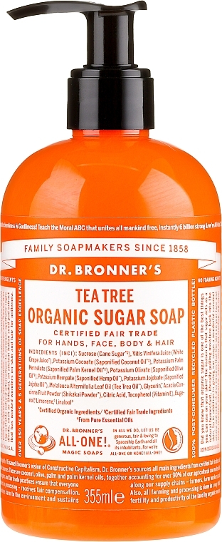 Liquid Sugar Soap "Tea Tree" - Dr. Bronner’s Organic Sugar Soap Tea Tree — photo N1