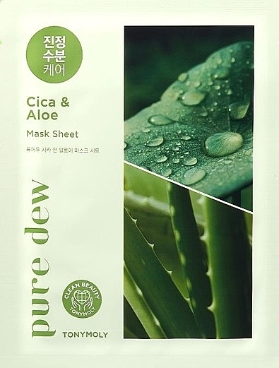 Soothing Sheet Face Mask - Tonny Molly Pure Dew Cica Aloe Calming Mask Sheet — photo N1