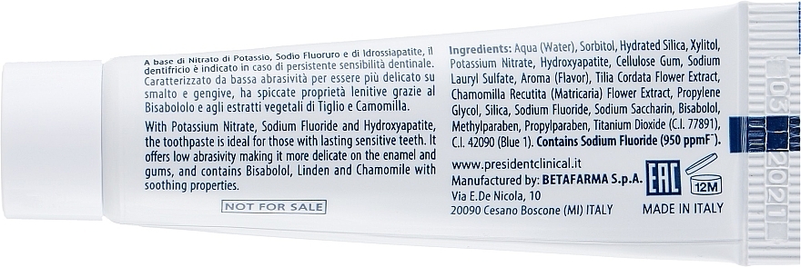 Toothpaste for Sensitive Teeth "Sensitive Clinical" - PresiDENT (mini size) — photo N2