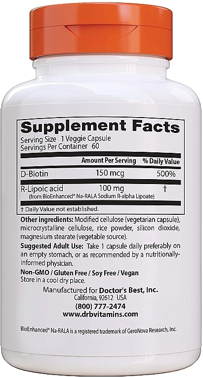 Stabilized R-Lipoic Acid, 100mg, capsules - Doctor's Best — photo N2