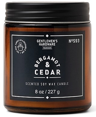 Scented Candle in Jar - Gentleme's Hardware Scented Soy Wax Glass Candle 593 Bergamot & Cedar — photo N3