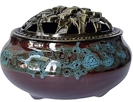 Fragrances, Perfumes, Cosmetics Ceramic Incense Burner with Cap, blue - Deni Carte