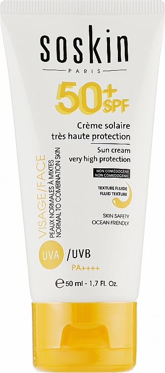 Face Fluid Sunscreen SPF 50+ - Soskin Sun Cream Very High Protection SPF50+ — photo N2