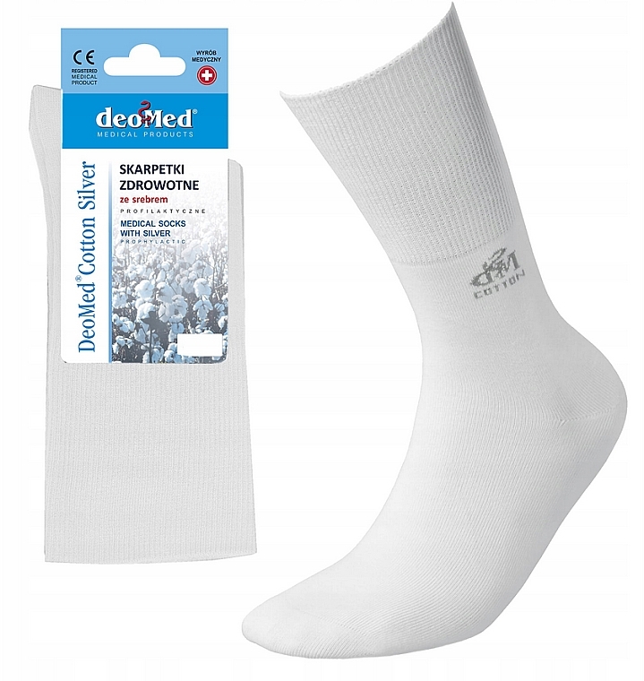 Health Socks with Silver, white - DeoMed Cotton Silver — photo N1