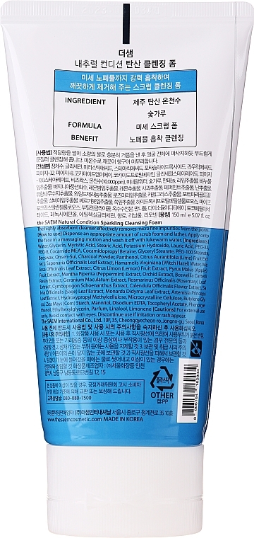 Active Hydrogen & Bamboo Carbon Cleansing Foam - The Saem Natural Condition Sparkling Anti-dust Cleansing — photo N2