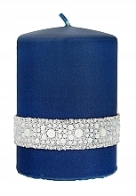 Fragrances, Perfumes, Cosmetics Decorative Candle, 7x10 cm, dark-blue cylinder - Artman Crystal Pearl