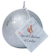 Unscented Candle 'Sphere', 6 cm, silver - ProCandle Special Collection Of Candles — photo N1