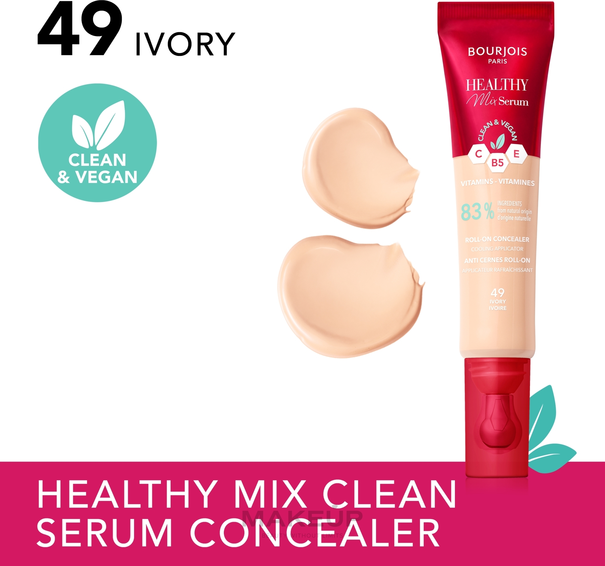 Eye Concealer Serum with Applicator - Bourjois Healthy Mix Serum Roll-On Concealer — photo 49N - Ivory