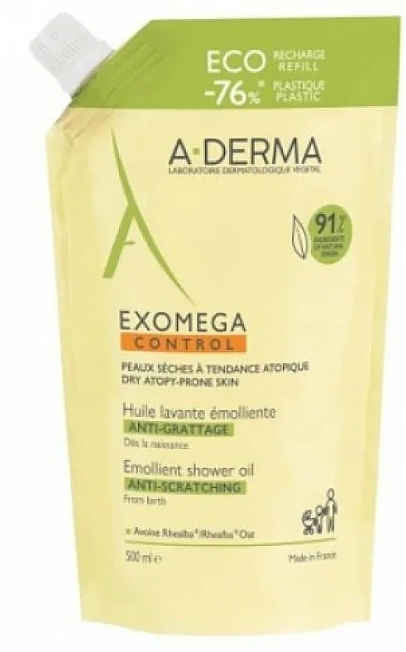 Cleansing Shower & Bath Oil - A-Derma Exomega Control Emollient Shower Oil Eco Refill (refill) — photo N1
