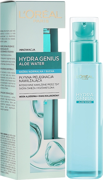 Face Aqua Fluid for Normal and Dry Skin - L'Oreal Paris Hydra Genius Aloe Water  — photo N1