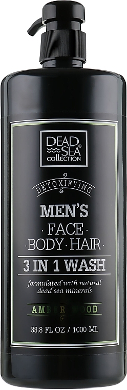 Face and Hair Shower Gel for Men - Dead Sea Collection Men’s Amberwood Face, Hair & Body Wash 3 in 1 — photo N2