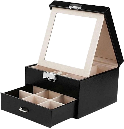 Jewellery & Watch Case with Mirror, black - Ecarla — photo N1