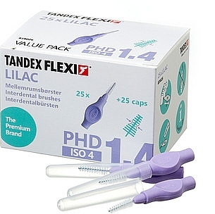 Interdental Brushes with Caps, 1.4 mm, violet - Tandex Flexi Lilac — photo N1