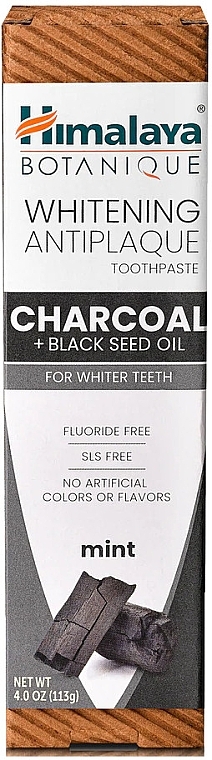 Whitening Charcoal & Black Cumin Oil Toothpaste - Himalaya Herbals Botanique Charcoal & Black Seed Oil Whitening Antiplaque Toothpaste — photo N2